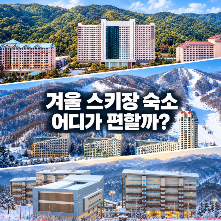겨울 스키장 숙소 비교, 비발디파크·휘닉스 평창·하이원 어디가 편할까?